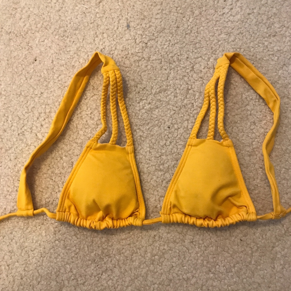 San Lorenzo braided strap yellow bikini top